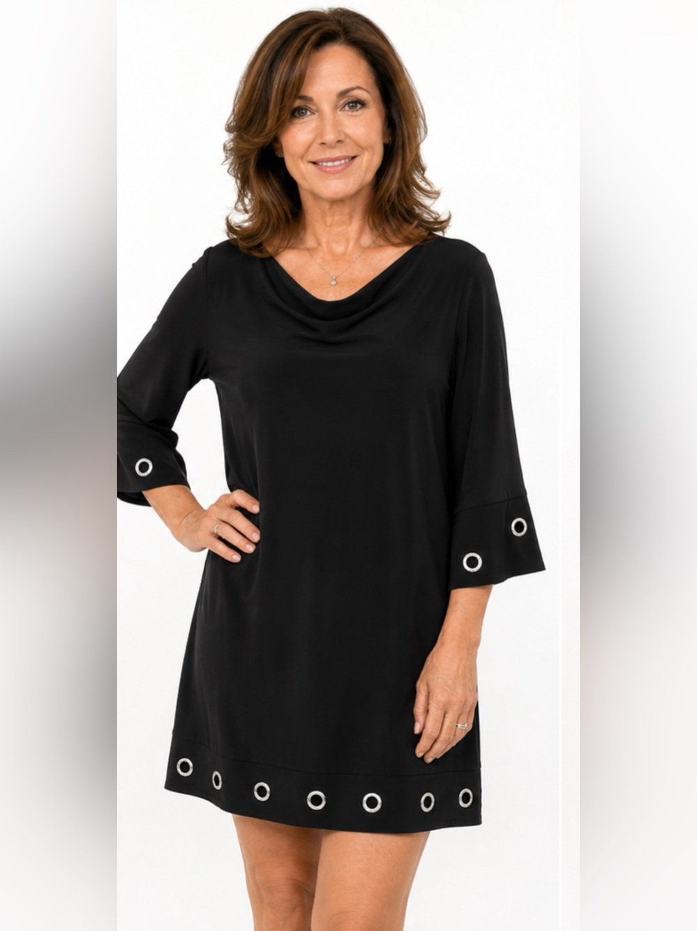 Joseph Ribkoff Black Grommet Shift Dress – Size 14